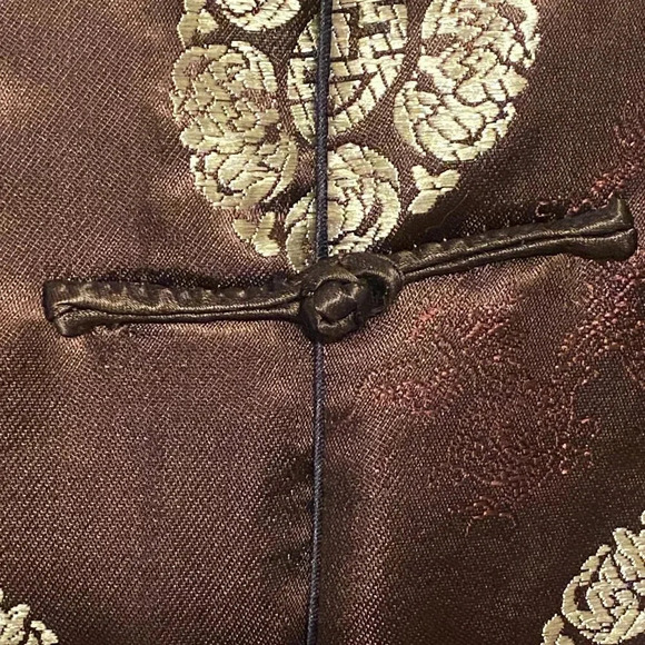 VINTAGE Chinese Embroidery BLAZER Brocade JACKET Lined Pockets Cuffs Size (M) - Picture 4 of 8